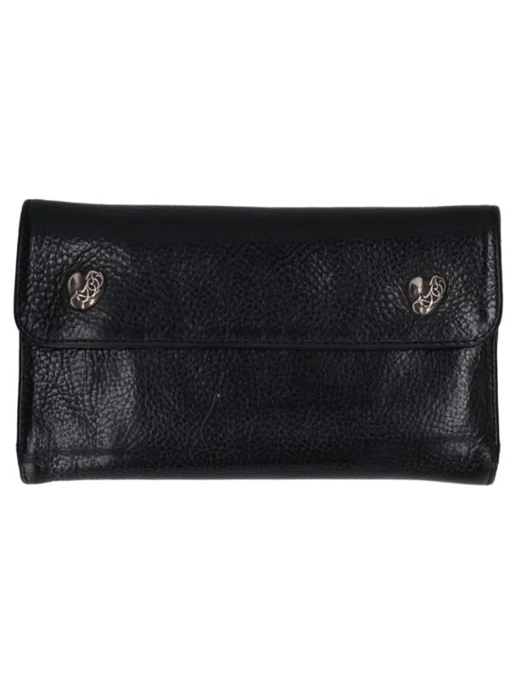 Chrome Hearts Wave Heart Button Leather Wallet
